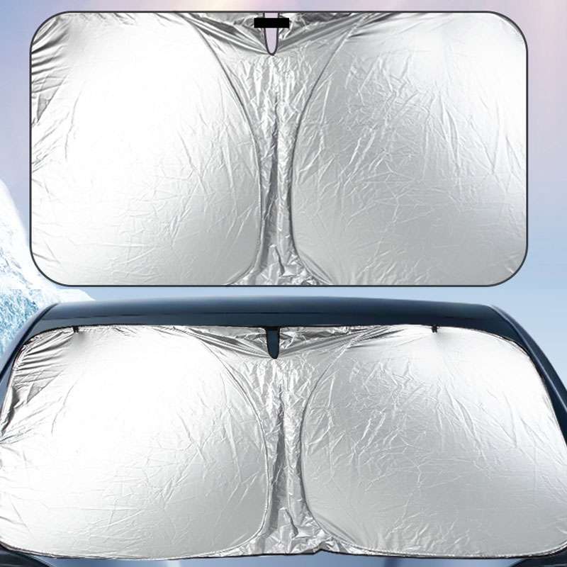 Car Sunshade Summer Front Windshield Sunscreen Heat Insulation Folding Car Sunshade Curtain(145x70cm