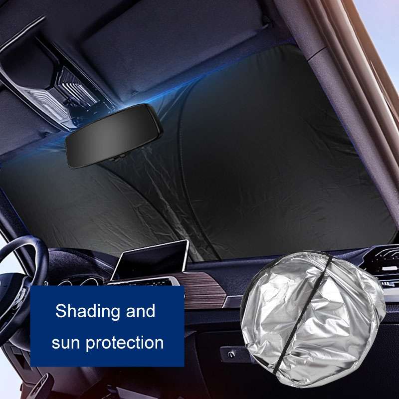 Car Sunshade Summer Front Windshield Sunscreen Heat Insulation Folding Car Sunshade Curtain(145x70cm