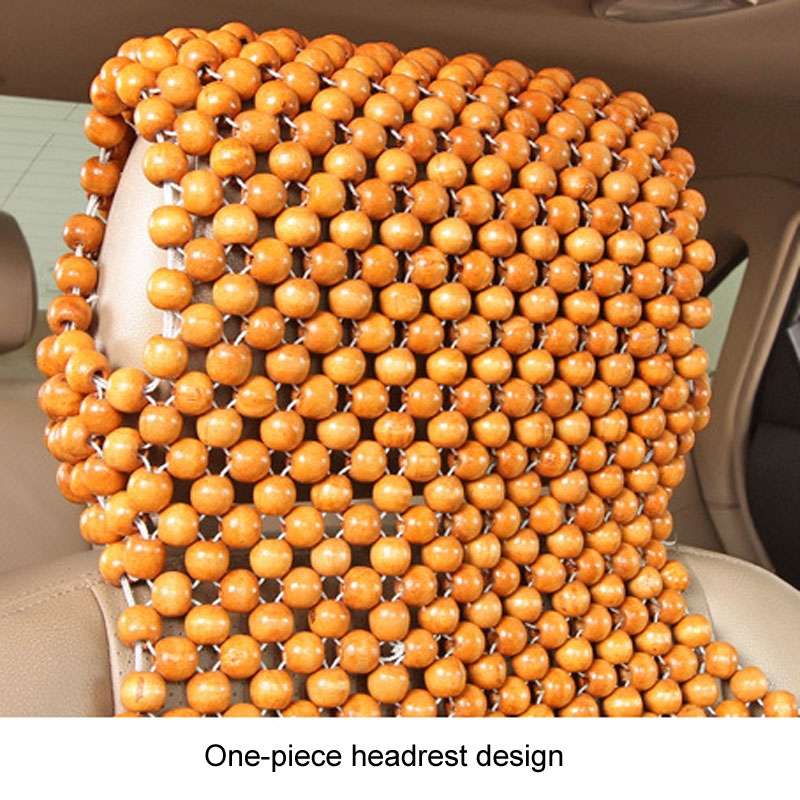 Car Wood Beaded Cushion Universal Car Seat Cover Summer Interior Supply(Beige)