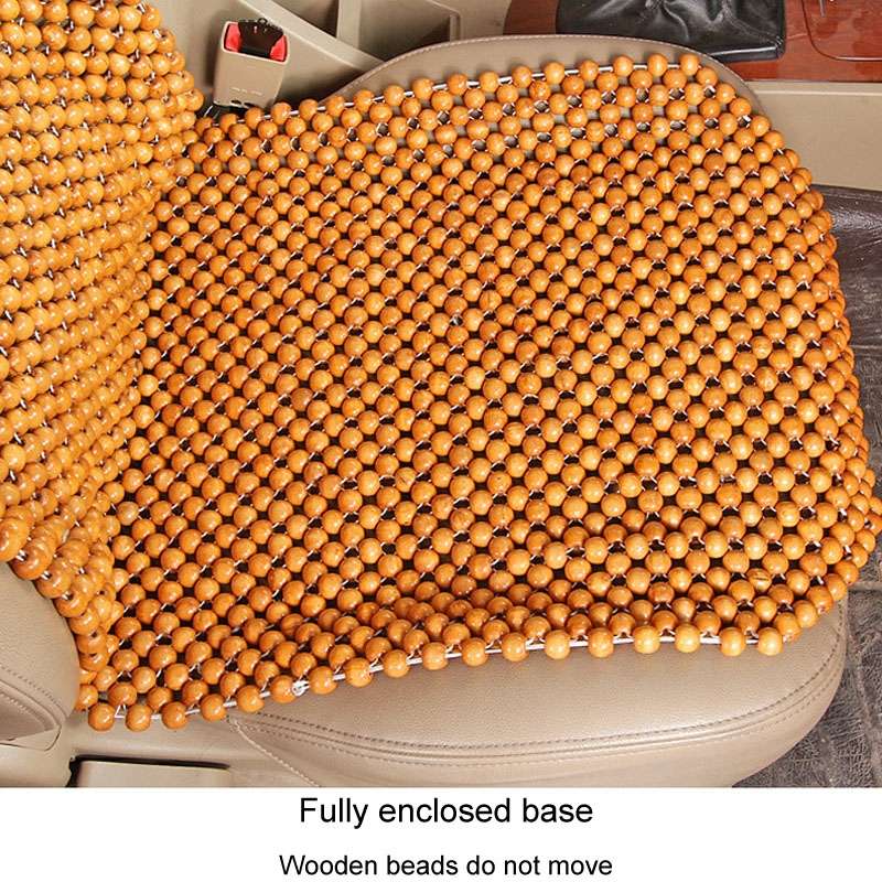 Car Wood Beaded Cushion Universal Car Seat Cover Summer Interior Supply(Beige)