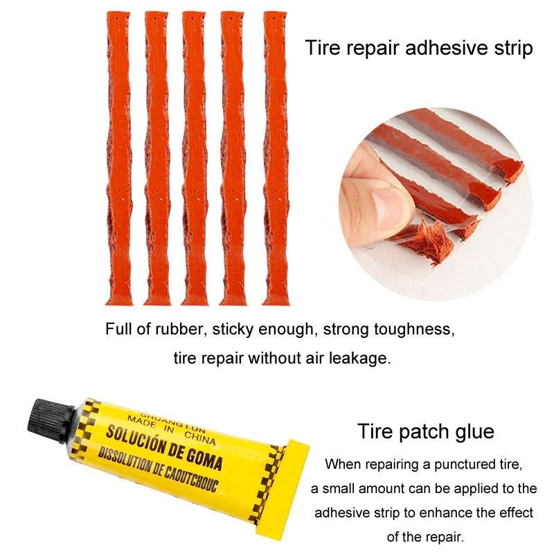 8 In 1 Car Tire Repair Tool Set Motorcycle Vacuum Tire Emergency Fast Repair Toolkit