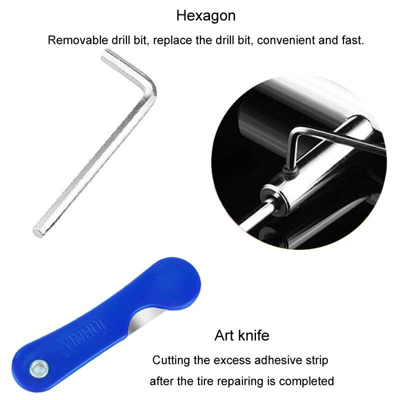 8 In 1 Car Tire Repair Tool Set Motorcycle Vacuum Tire Emergency Fast Repair Toolkit