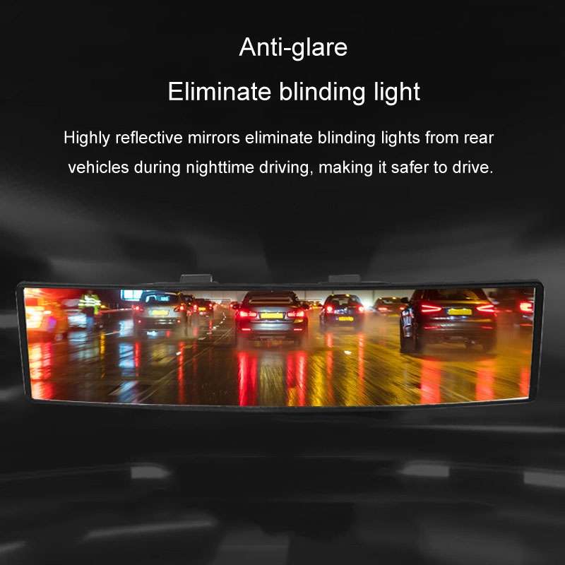 Car Rearview Mirror Snap-on HD Anti-fog Anti-dazzle Wide Angle Curved Mirror, Size: 28.5x7cm