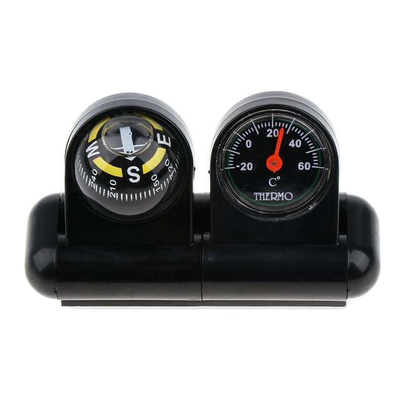 2 In 1 Car Guide Ball Thermometer Adjustable Angle Compass(English Version)