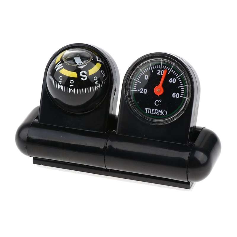 2 In 1 Car Guide Ball Thermometer Adjustable Angle Compass(English Version)