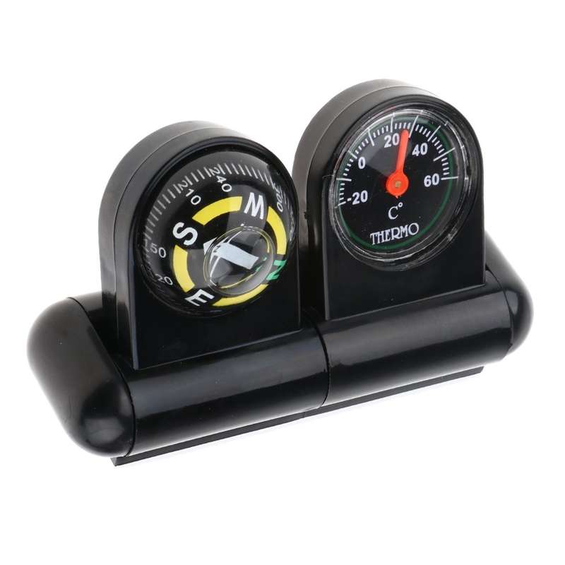 2 In 1 Car Guide Ball Thermometer Adjustable Angle Compass(English Version)