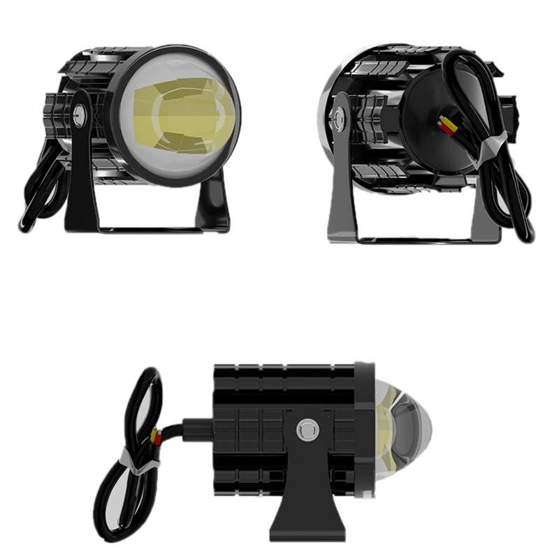 1pair 12V-85V Motorcycle Headlights Dual-color Automotive LED Working Headlights, Yellow + no fla...
