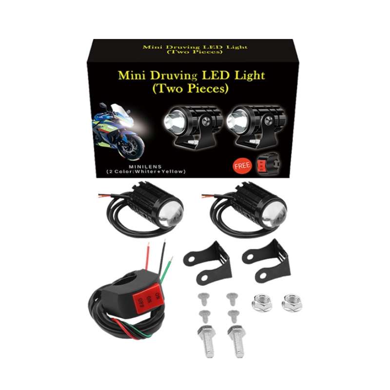 1pair 12V-85V Motorcycle Headlights Dual-color Automotive LED Working Headlights, Yellow + no fla...