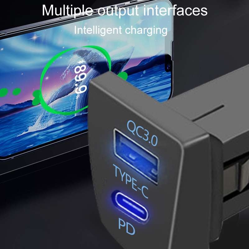 For Toyota RAV4 / WILDLANDER USB-PD Port 60W Fast Charging Modified Car Charger(Non-Destructive Cord