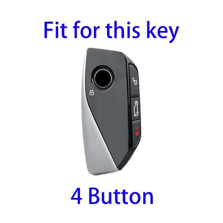 For 2024 BMW X7 Hallmo Cowhide Car Key Protection Cover(Blue)
