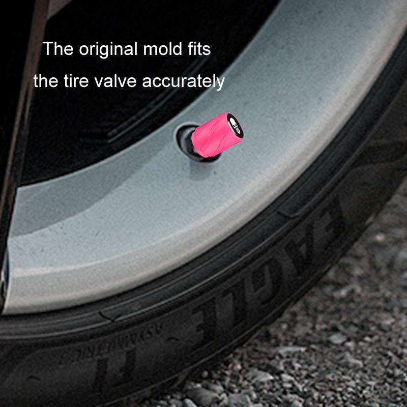 4pcs /Set Luminous Car Motorcycle Tire Modified Valve Cap, Color: Pink Red Skull