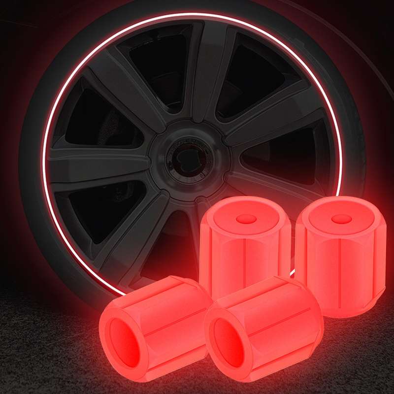 5packs Luminous Car Motorcycle Tire Valves, Color: Orange(4pcs /Set)