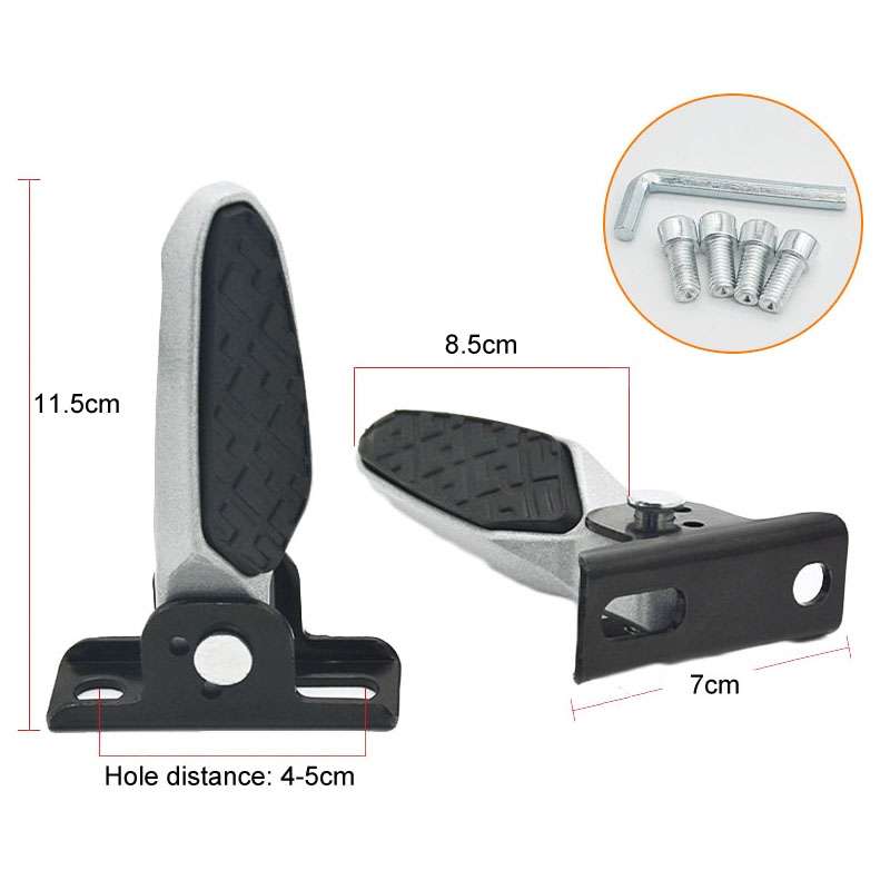Electric Motorcycle Folding Foot Pegs Modification Pedal Pad Footrests, Style: With Anti-slip Pad