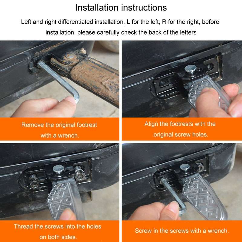 Electric Motorcycle Folding Foot Pegs Modification Pedal Pad Footrests, Style: With Anti-slip Pad