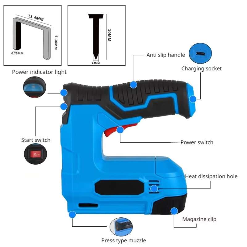 MOYI Home Portable Wireless Electric Nail Woodworking Tools(Blue)