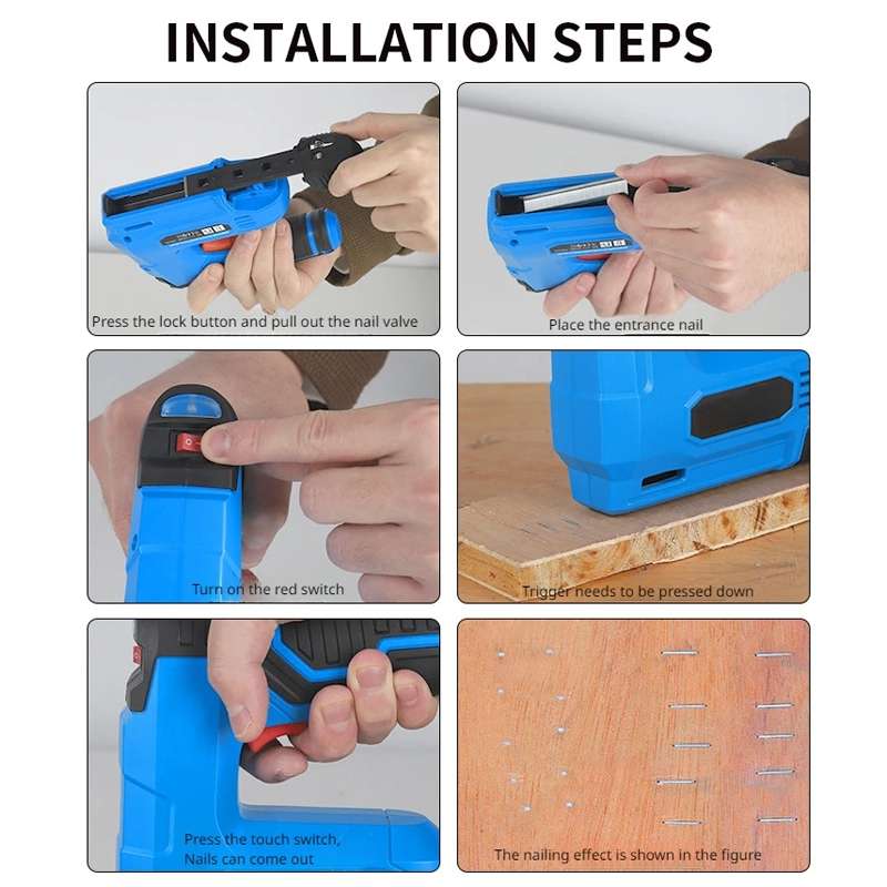 MOYI Home Portable Wireless Electric Nail Woodworking Tools(Blue)