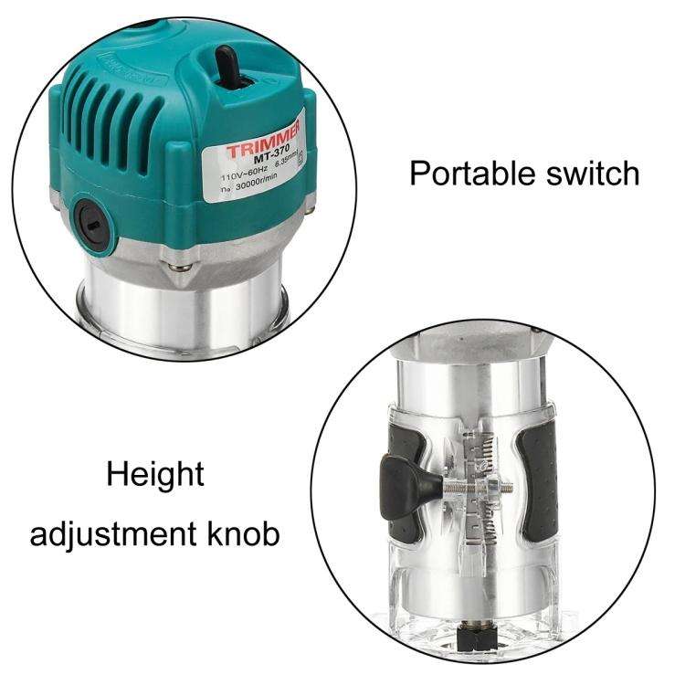 MOYI Aluminum Body Multifunctional Small Electric Woodworking Carving Slotting Trimming Machine, Spe