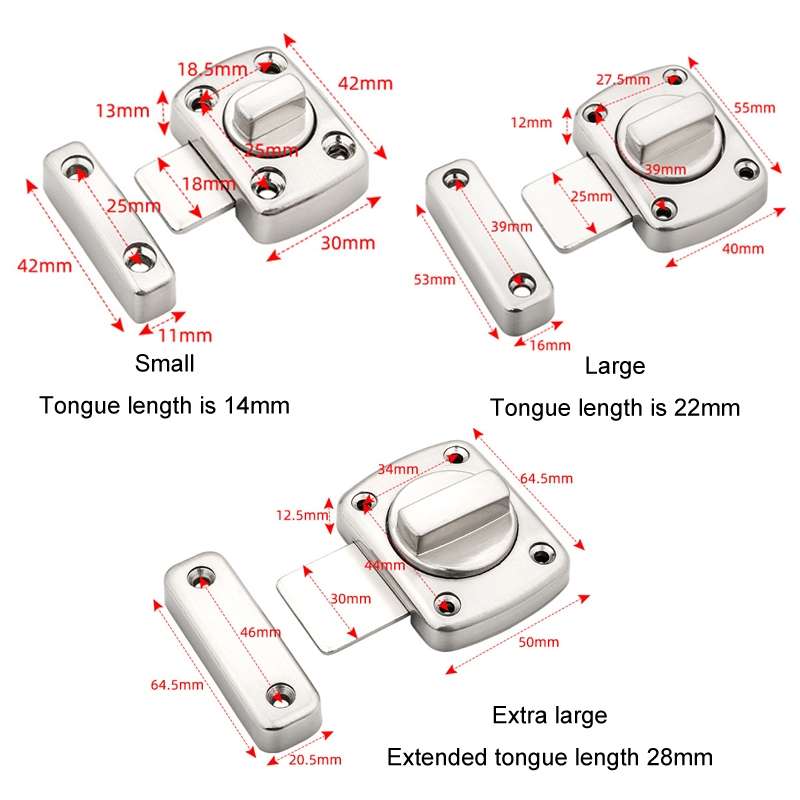Stainless Steel Rotate Bolt Latch Anti-Theft Security Bathroom Door Lock Spring Latch, Specific