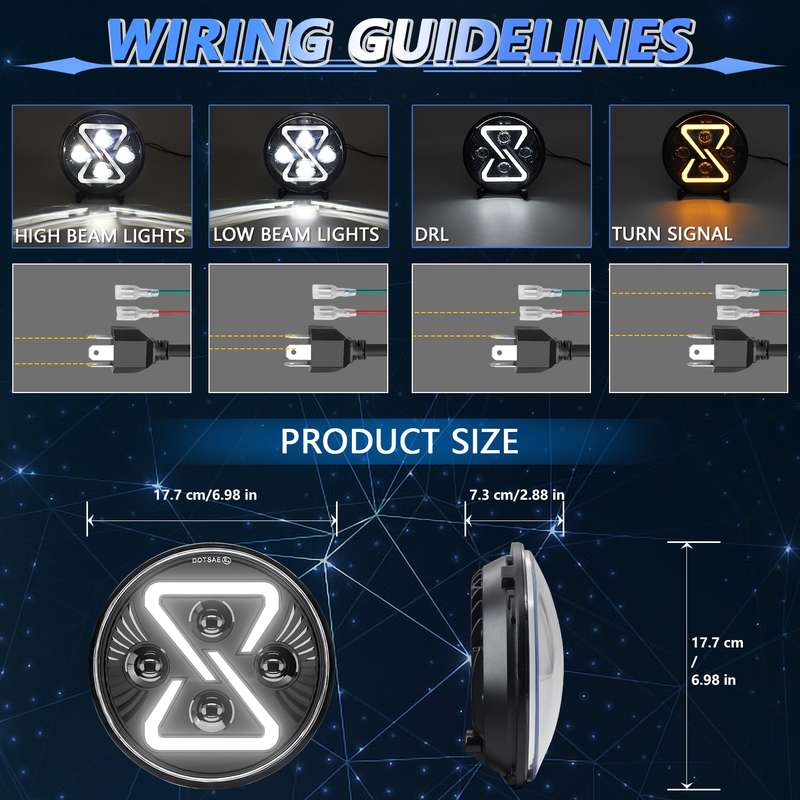 7 Inch 8-shaped Gradient Angel Eye Car Headlights For Wrangler(R15)