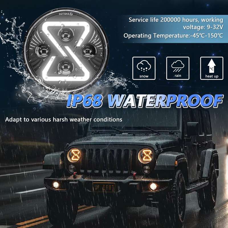 7 Inch 8-shaped Gradient Angel Eye Car Headlights For Wrangler(R15)