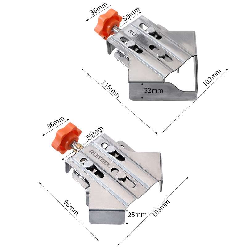 RUITOOL Woodworking Quick Splicing Positioner Stainless Steel Right Angle Fixing Clip, Model: Closed