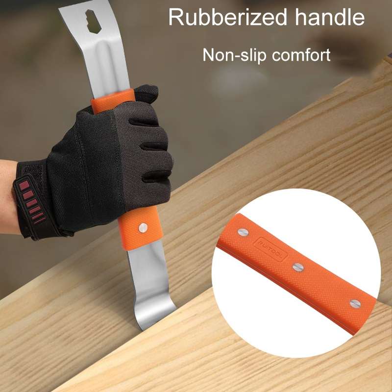 RUITOOL Stainless Steel Pry Bar Multi-Purpose Scraper Woodworking Decoration Non-Slip Nailer(Orange)