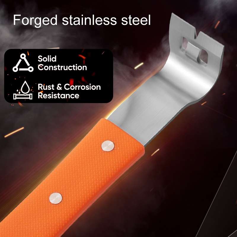 RUITOOL Stainless Steel Pry Bar Multi-Purpose Scraper Woodworking Decoration Non-Slip Nailer(Orange)