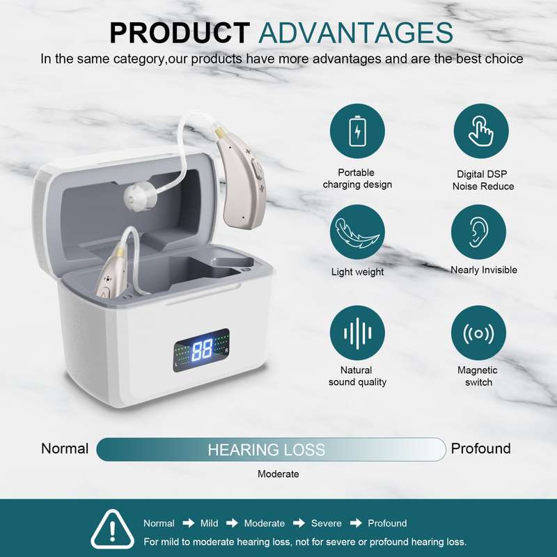 Z-126 Rechargeable Digital Display Hearing Aid Ear-hanging Sound Amplifier(Silver)
