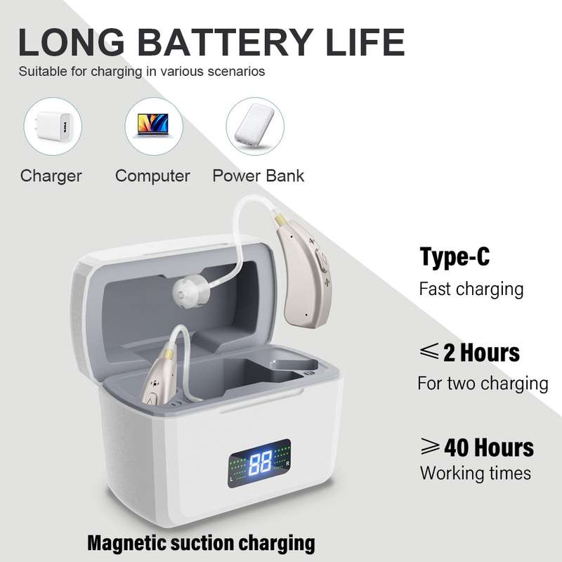 Z-126 Rechargeable Digital Display Hearing Aid Ear-hanging Sound Amplifier(Silver)