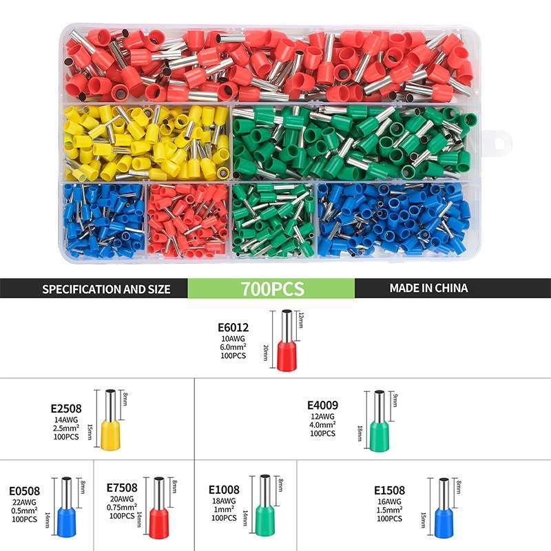 700pcs /Set European Style Tube Type Wiring Cold Press Terminal Set