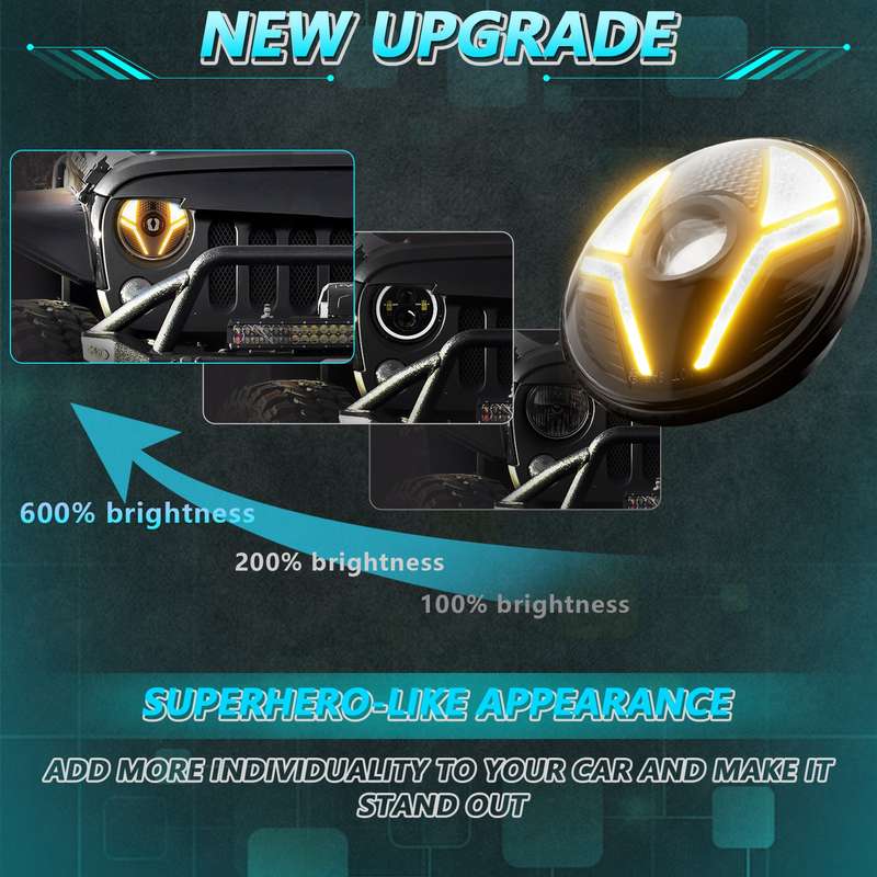 7 inch Beetle Style High-power Car Headlights For Wrangler(R14)