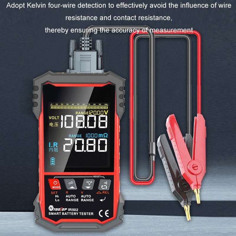 Battery Internal Resistance Tester Lead-Acid Alkaline Lithium Battery Tester, Model: IR502