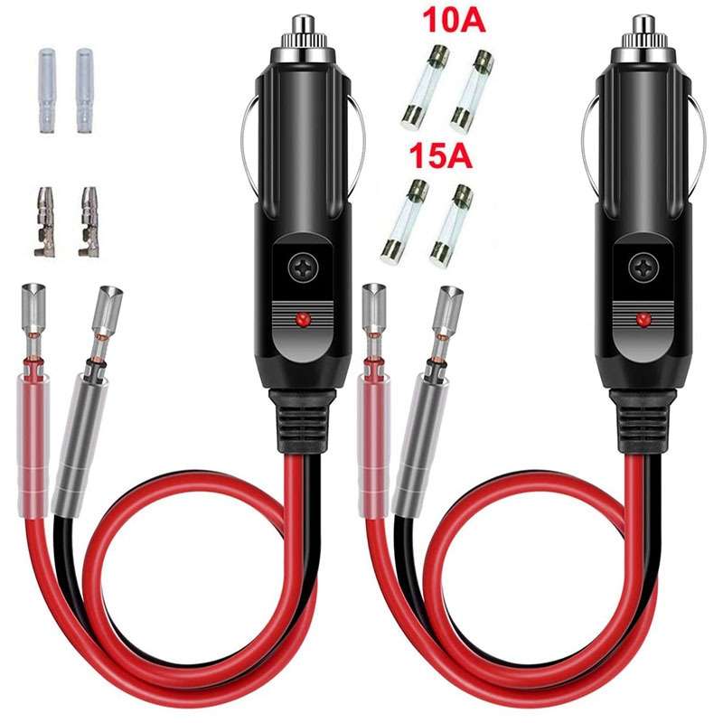1pair 16AWG 15A 12V/24V Fused Cigarette Lighter Plug With Lead