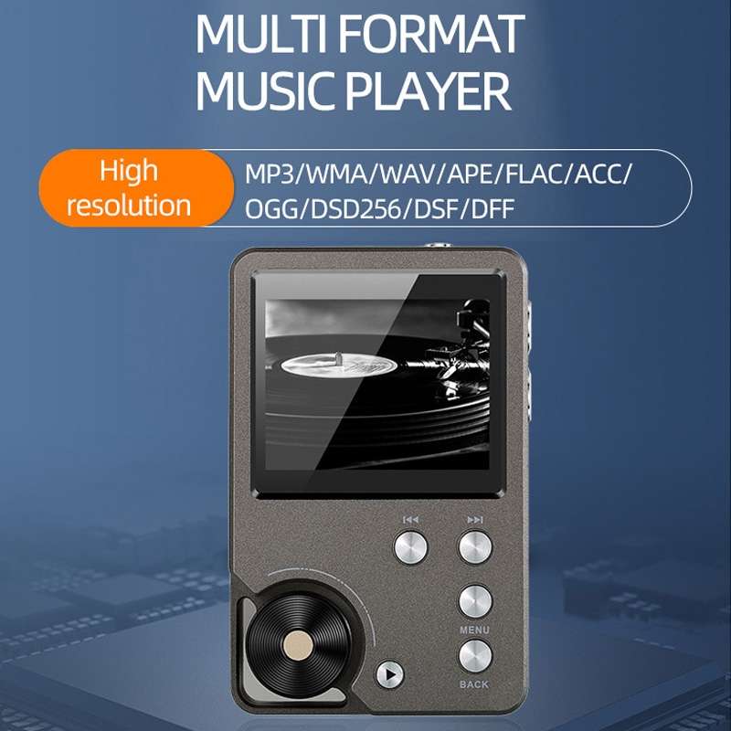 With 128GB TF Card HIFI Lossless DSD256 Music Player Sports MP3(Silver Gray)