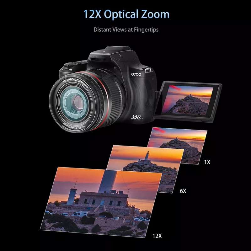 G700 4K / 64MP WiFi Digital Video Camera Camcorder 3.0 Inch IPS Screen 12X Optical Zoom