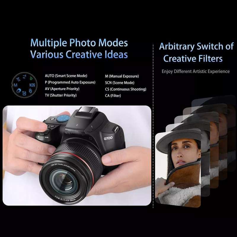 G700 4K / 64MP WiFi Digital Video Camera Camcorder 3.0 Inch IPS Screen 12X Optical Zoom