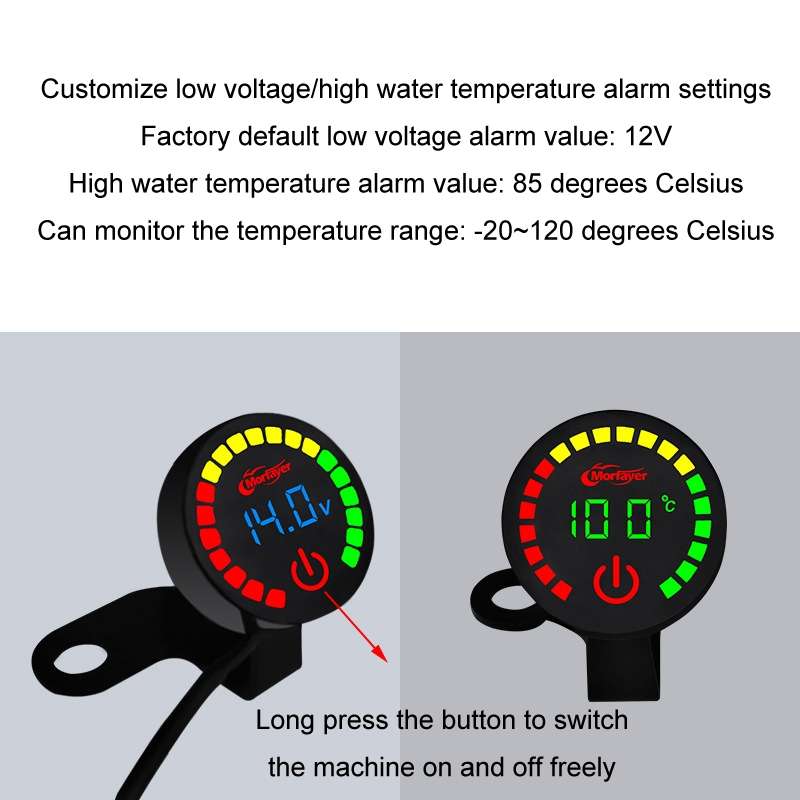 Morfayer Motorcycle Dual Display Intelligent Alarm Power Meter, Model: Water Temperature Meter(Rando
