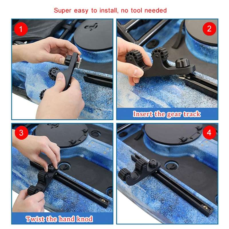 Canoe Paddle Fishing Rod Holder Rail Bracket, Specification: Fixed Roller + Nylon Ring