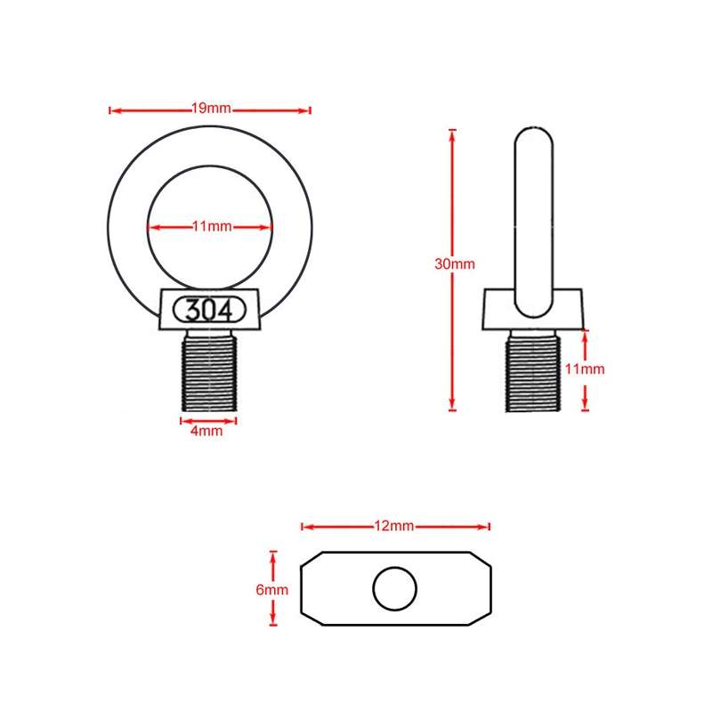 RV Sunshade 304 Stainless Steel Slide Rail Ring, Specifications: 2pcs M4 Ring + Cylinder
