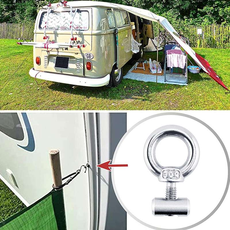 RV Sunshade 304 Stainless Steel Slide Rail Ring, Specifications: 2pcs M4 Ring + Cylinder