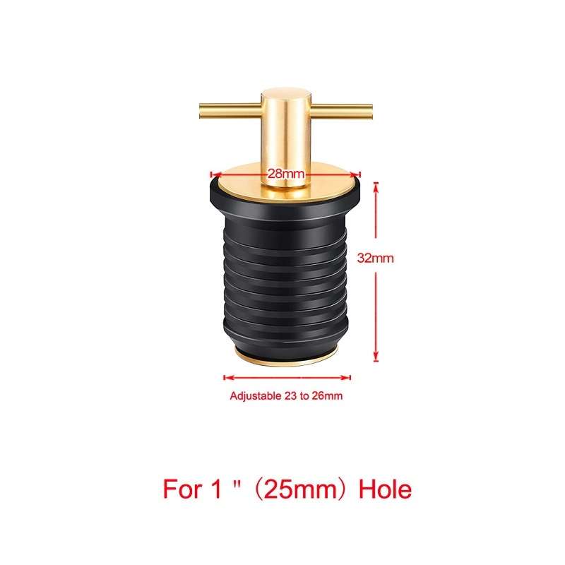 Marine Motorboat Deck Cross Drain Plug Screw, Size: Copper For 25mm