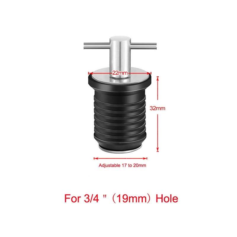 Marine Motorboat Deck Cross Drain Plug Screw, Size: Stainless Steel For 19mm