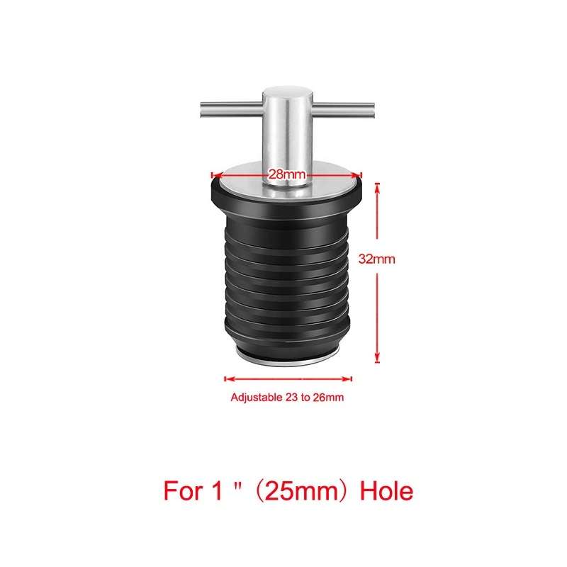 Marine Motorboat Deck Cross Drain Plug Screw, Size: Stainless Steel For 25mm