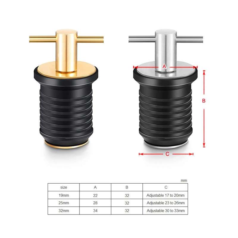 Marine Motorboat Deck Cross Drain Plug Screw, Size: Copper For 32mm