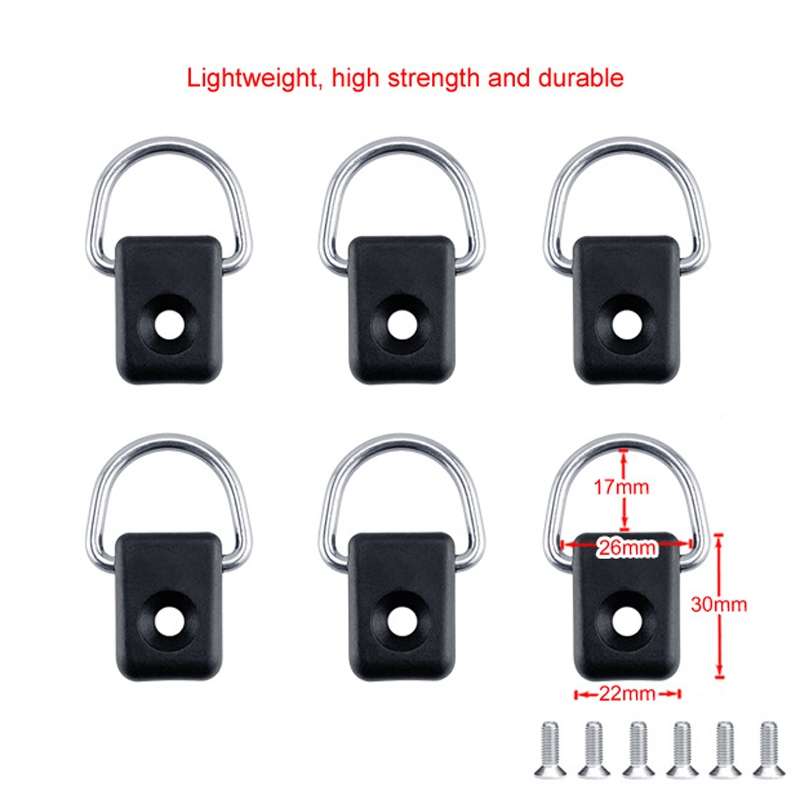 6pcs Fishing Kayak Backrest Elastic Rope Square D-ring Buckle