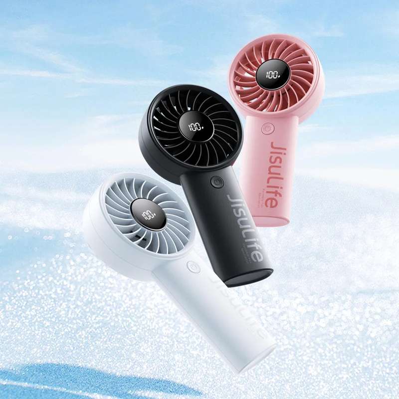 JisuLife Life4 Handheld Portable Small Rechargeable Fan, Battery Capacity: 5000mAh Pink