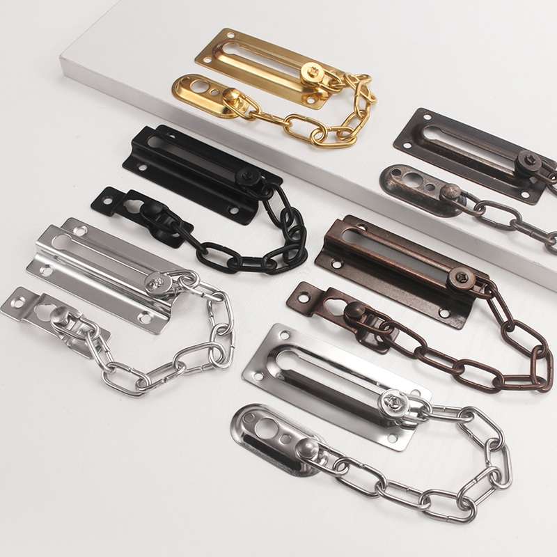 Security Door Chain Anti-theft Home Door Bolt Latch Window Chain Lock, Style: Round Silver