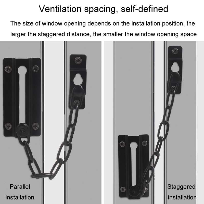 Security Door Chain Anti-theft Home Door Bolt Latch Window Chain Lock, Style: Round Silver