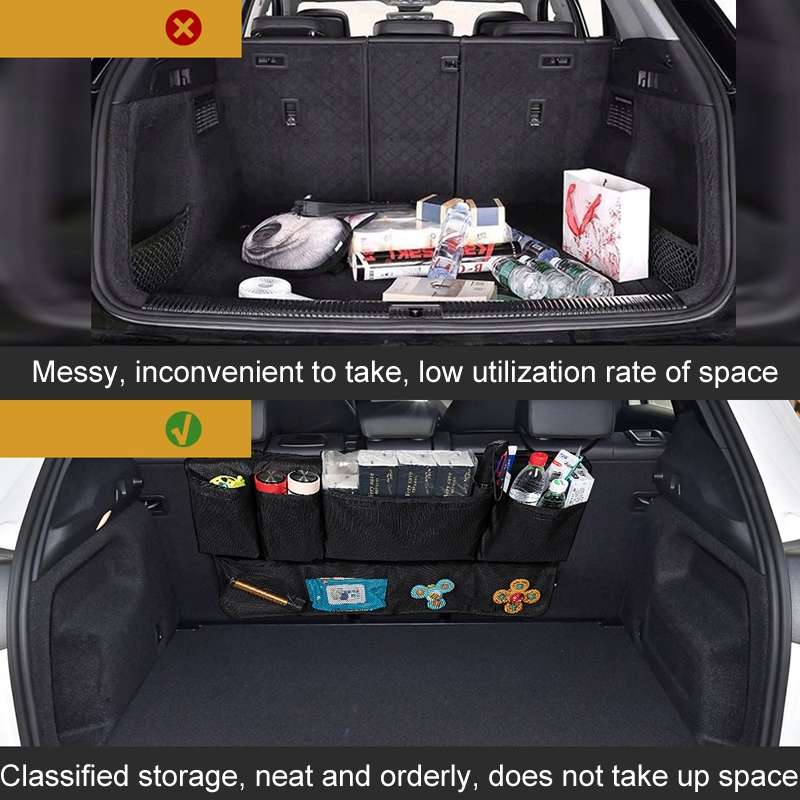 Car SUV Rear Seat Widening Organizing Storage Bag(Black)