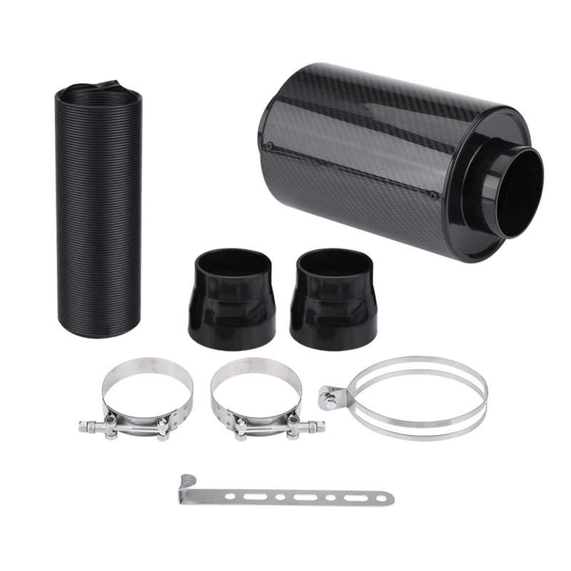 Carbon Fiber Air Intake Bellows Air Filter Kit Car Modification(Without Turbo Fan)